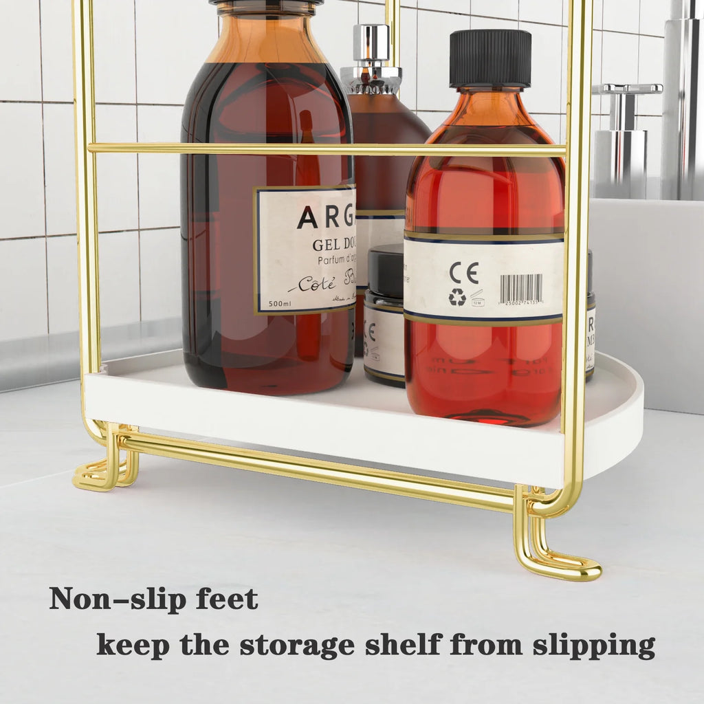 Stainless Steel 2-Tier Corner Makeup Organizer with 4 Compartments, Gold