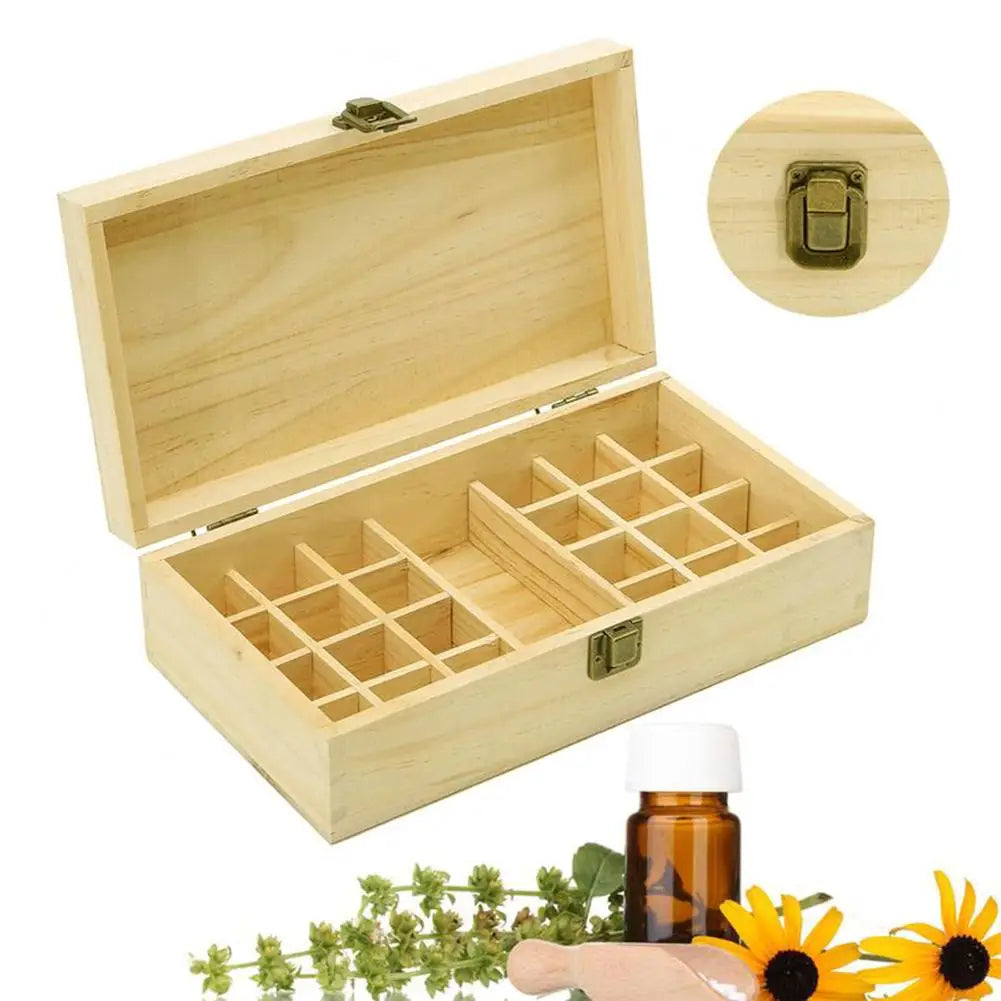 25 Grids Bamboo Essential Oil Storage Box Organizer DIY Protective Wooden Storage Case Travel Perfume Bottles Protect Container