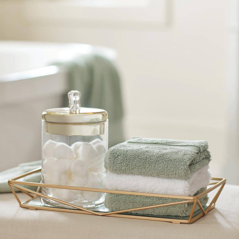 Geometric Design Mirror Vanity Tray in Gold