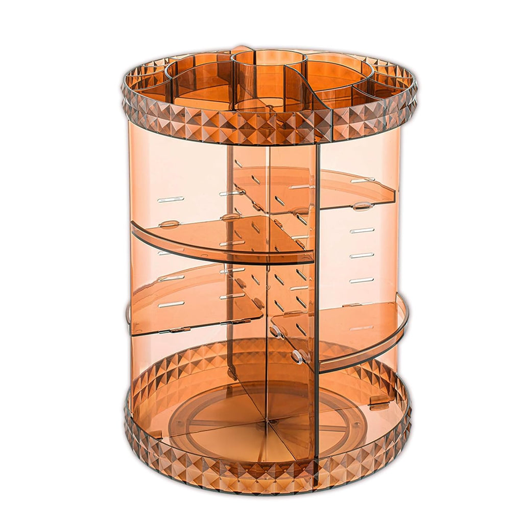 360 Rotating Makeup Organizer Perfume Organizer Coffee Color Cosmetic Storage Display Case Large Capacity Beauty Holder Adjustable Partition Height for Bedroom Dresser or Bathroom Vanity