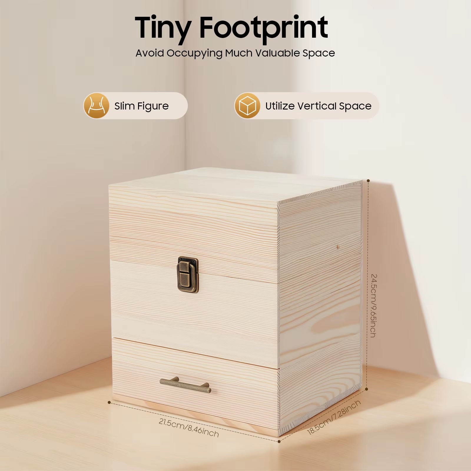 3-Tier 59 Slots Wooden Essential Oil Storage Box Organizer for for 10Ml/15Ml Essential Oil Bottles Nail Polish Cosmetics