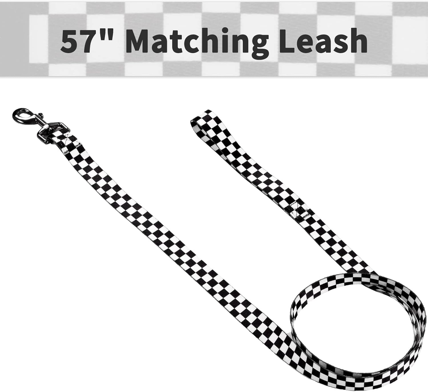 Puppy Collar and Leash Set for Daily Outdoor Walking Running Training, Chess Board Design for Extra Small Boys Girls Dogs Cats Pets, Xs-Up to 10LBS