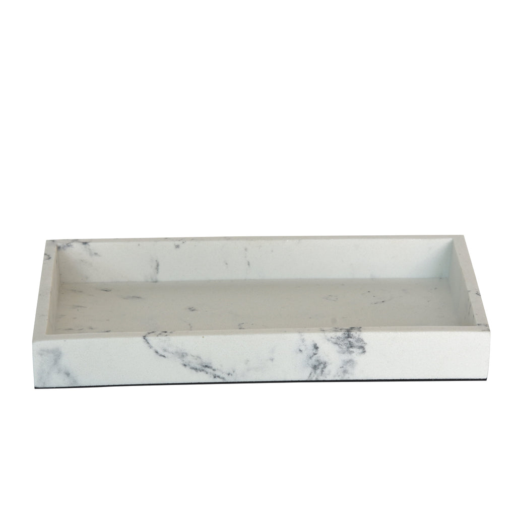 (3 Pack)  Faux Marble Vanity Tray, White