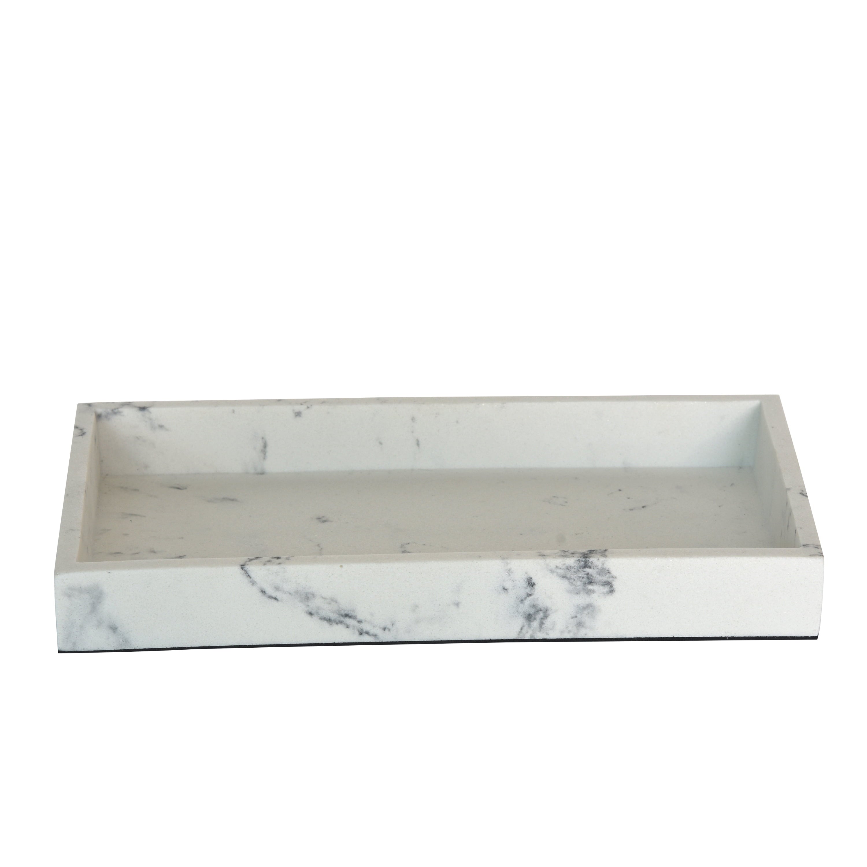 (3 Pack)  Faux Marble Vanity Tray, White