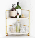 Stainless Steel 2-Tier Corner Makeup Organizer with 4 Compartments, Gold