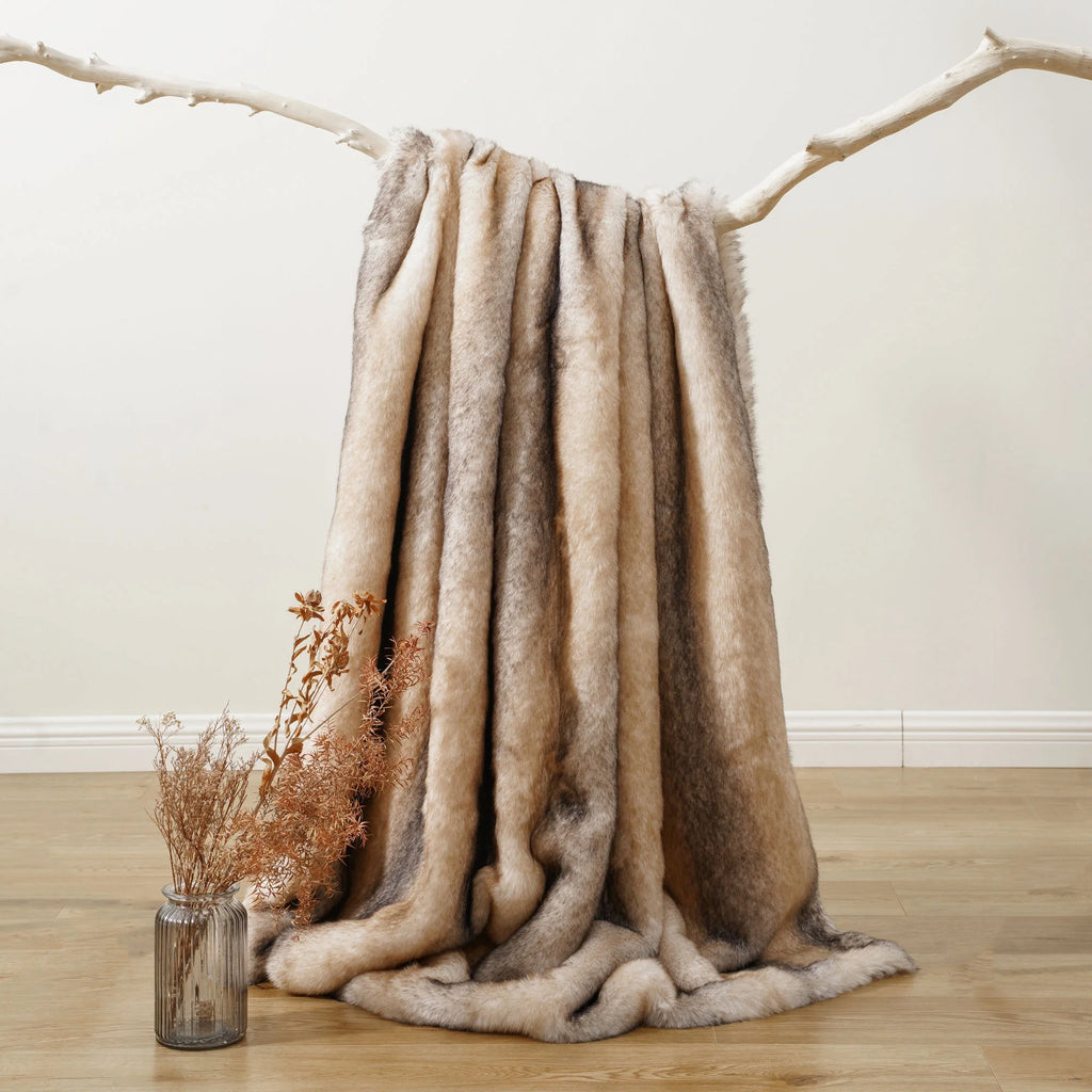 Yellow Faux Fur Throw Blanket, Large Mink Fur Blanket,Cozy Fuzzy Thick Sofa Blanket,60"X80"