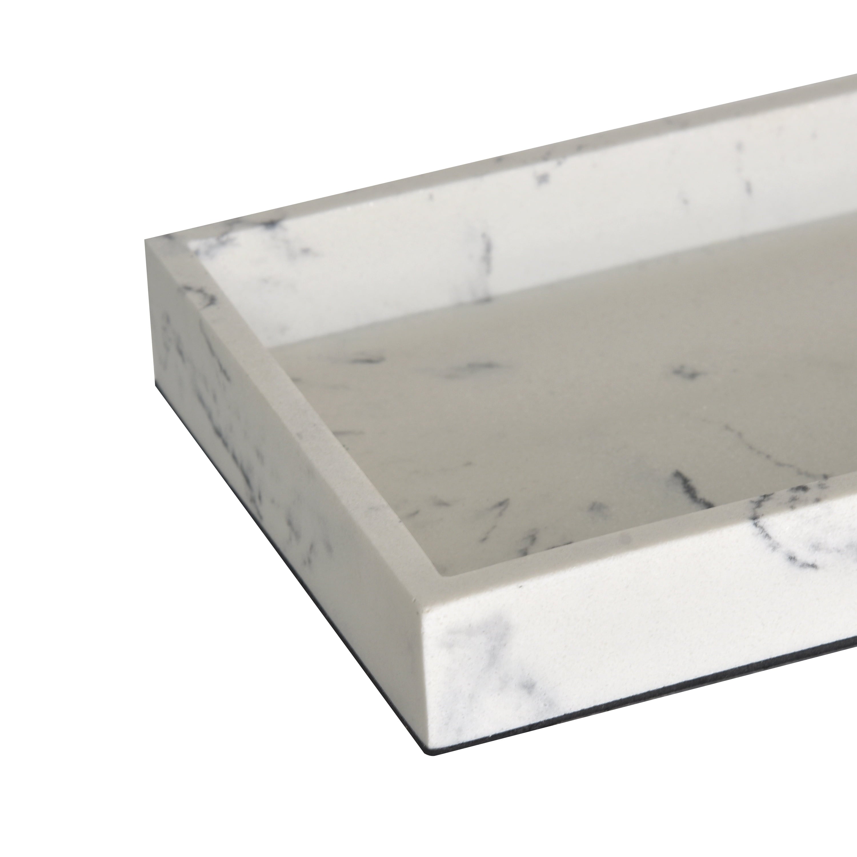 (3 Pack)  Faux Marble Vanity Tray, White