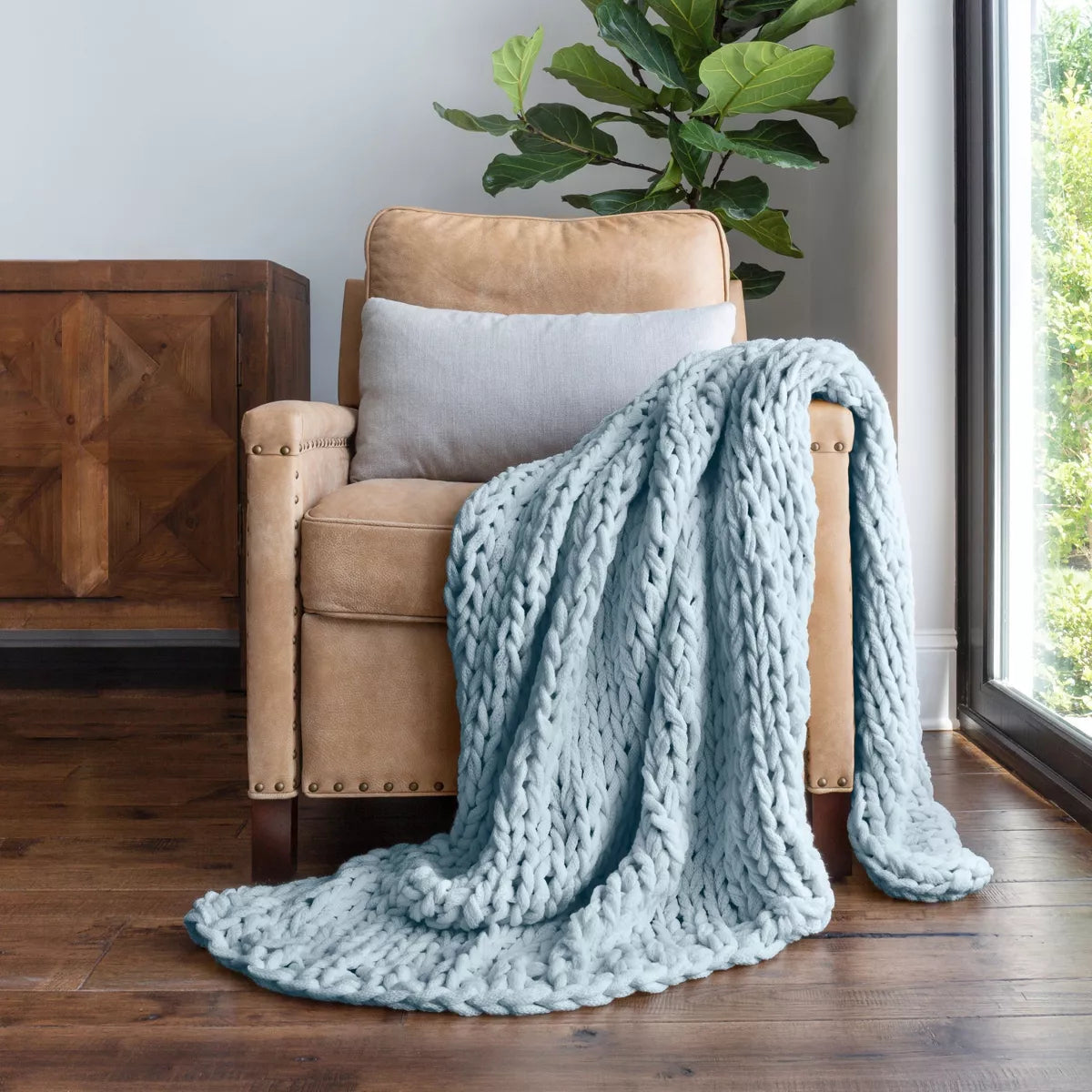 Chunky Knit Throw Blanket Braided, Soft & Cozy - Becky Cameron