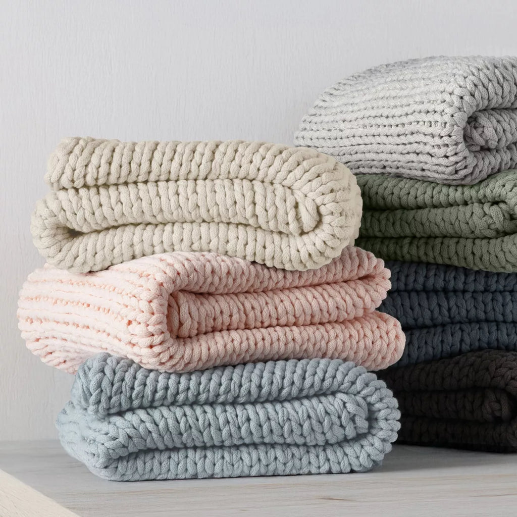 Chunky Knit Throw Blanket Braided, Soft & Cozy - Becky Cameron