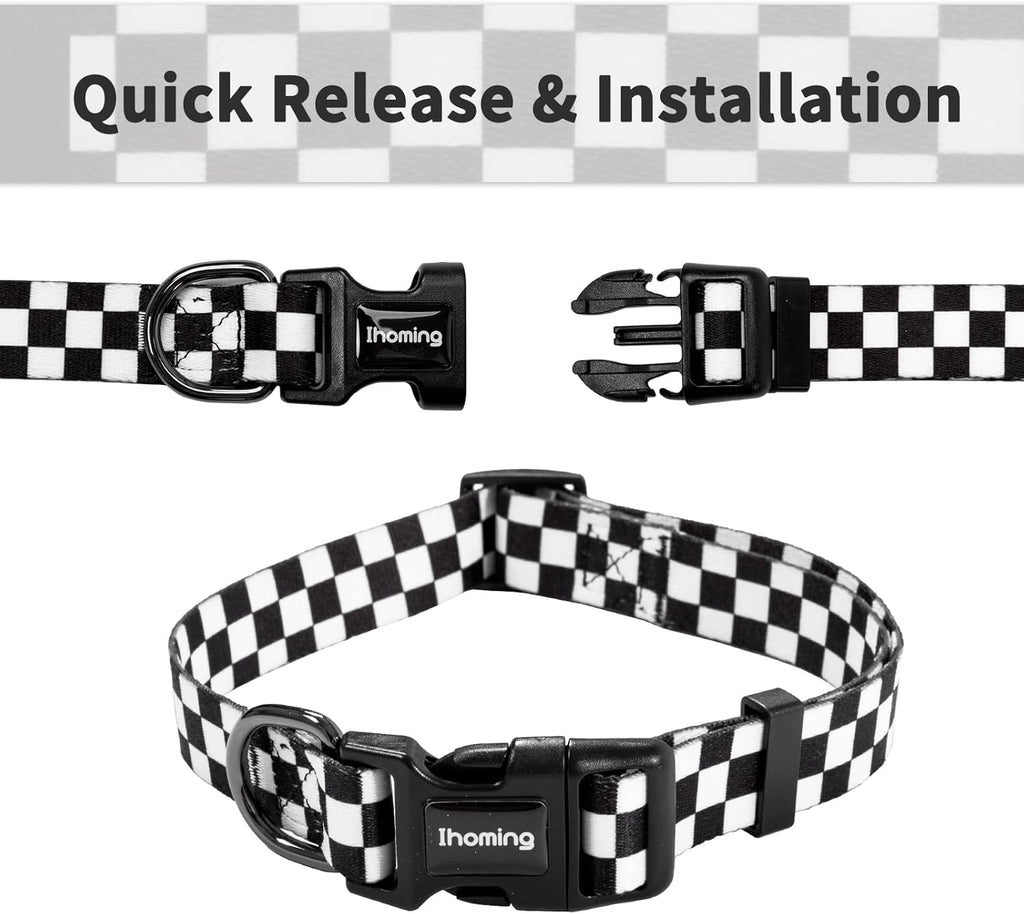 Puppy Collar and Leash Set for Daily Outdoor Walking Running Training, Chess Board Design for Extra Small Boys Girls Dogs Cats Pets, Xs-Up to 10LBS