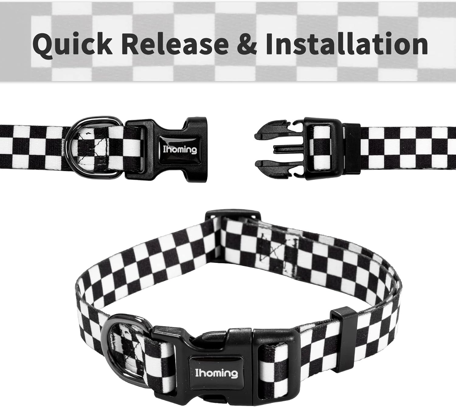Puppy Collar and Leash Set for Daily Outdoor Walking Running Training, Chess Board Design for Extra Small Boys Girls Dogs Cats Pets, Xs-Up to 10LBS
