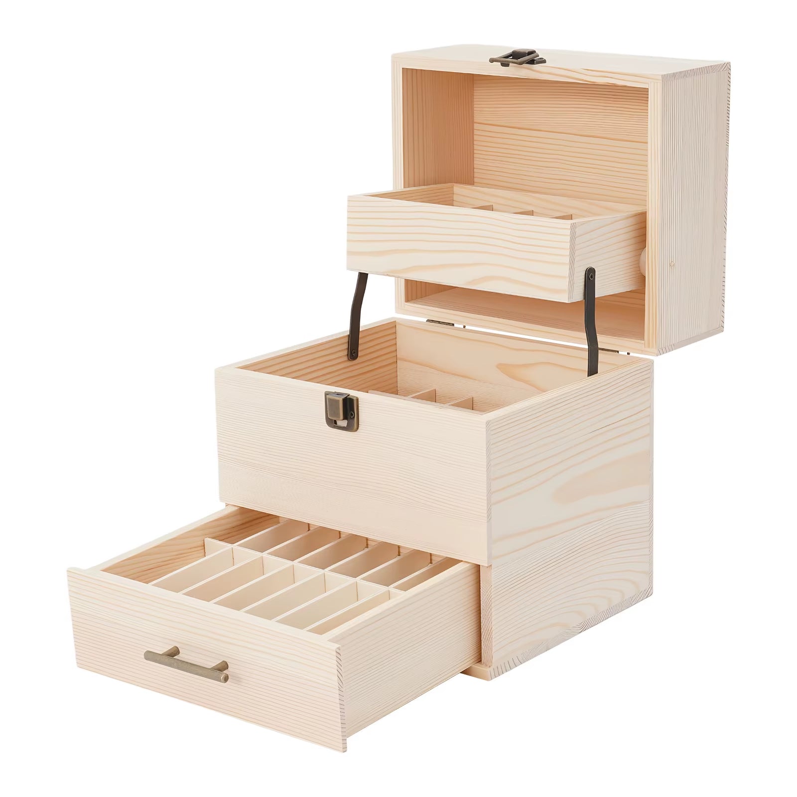 3-Tier 59 Slots Wooden Essential Oil Storage Box Organizer for for 10Ml/15Ml Essential Oil Bottles Nail Polish Cosmetics