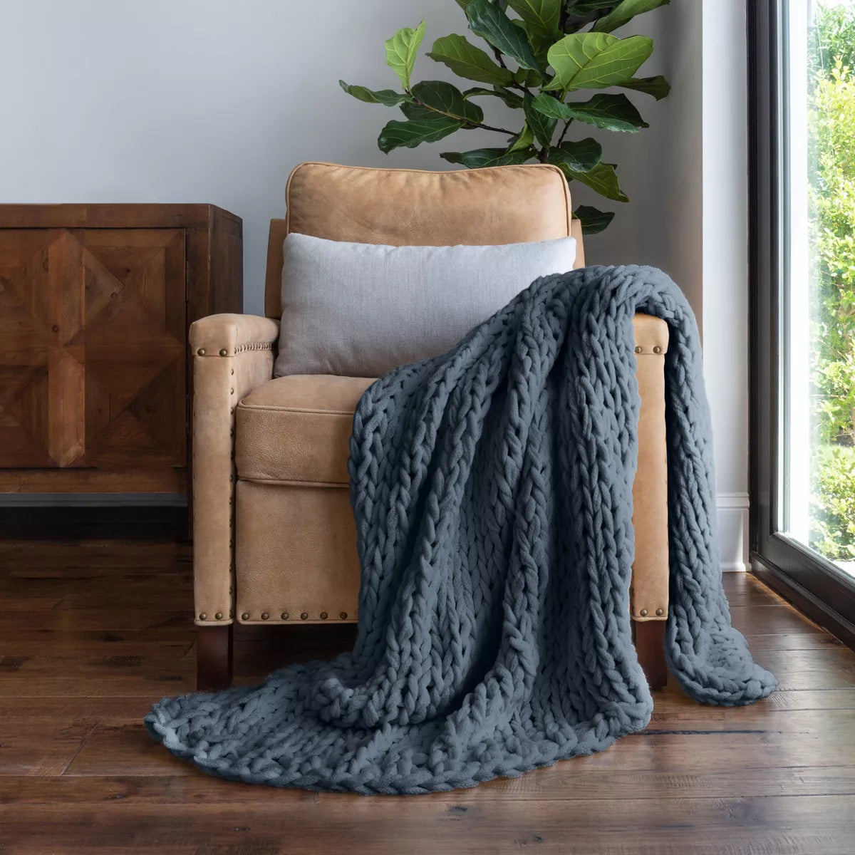 Chunky Knit Throw Blanket Braided, Soft & Cozy - Becky Cameron