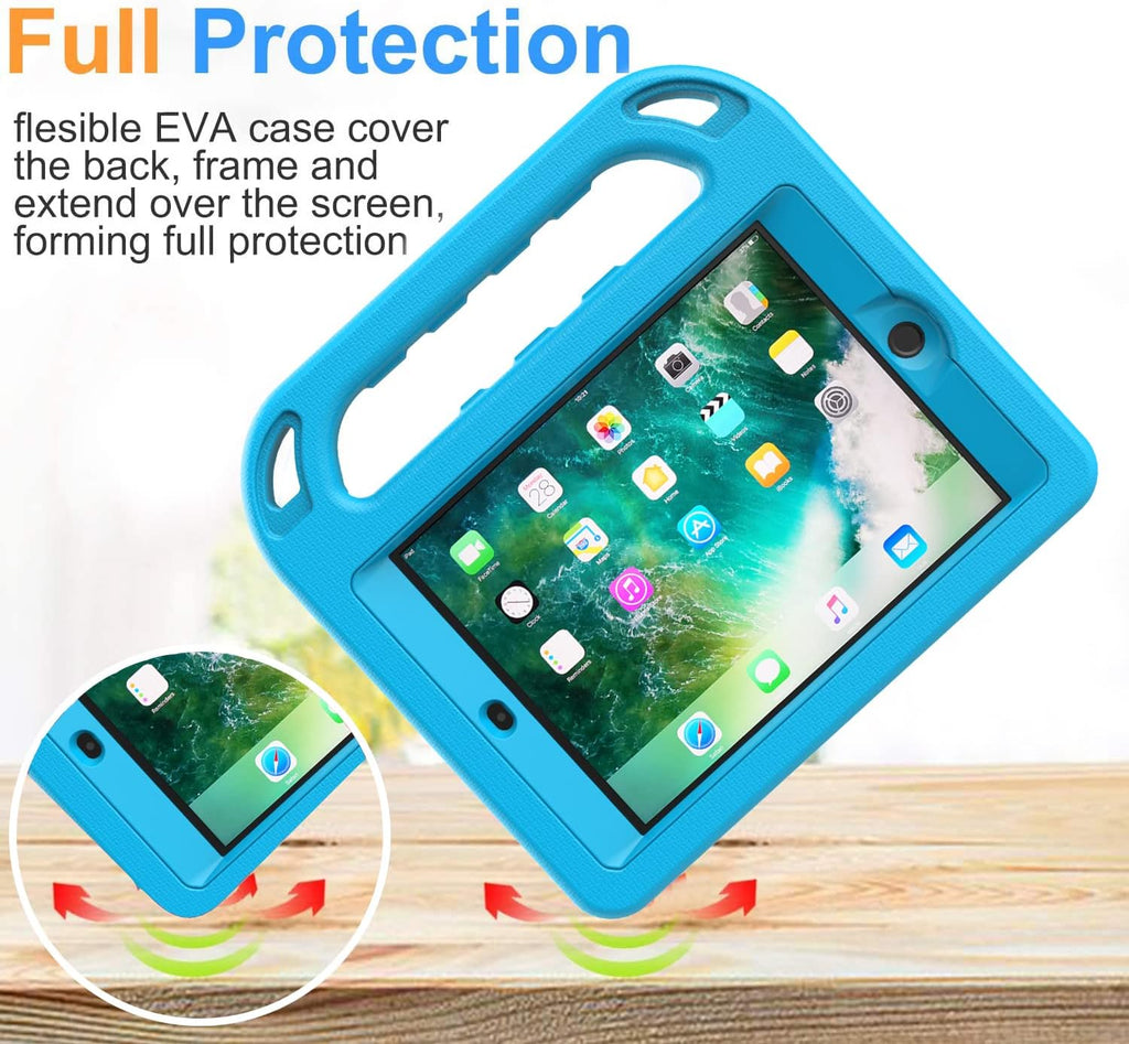 Case for Ipad Mini 1 2 3, Ipad Mini 1/2/3 Case for Kids - Built-In Screen Protector, Shockproof Lightweight Hard Cover Handle Stand Kids Case for Ipad Mini 1St 2Nd 3Rd Generation, Blue