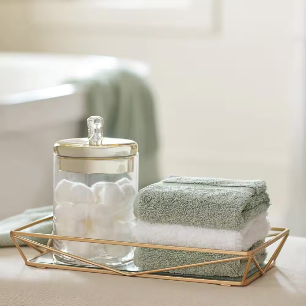 Geometric Design Mirror Vanity Tray in Gold
