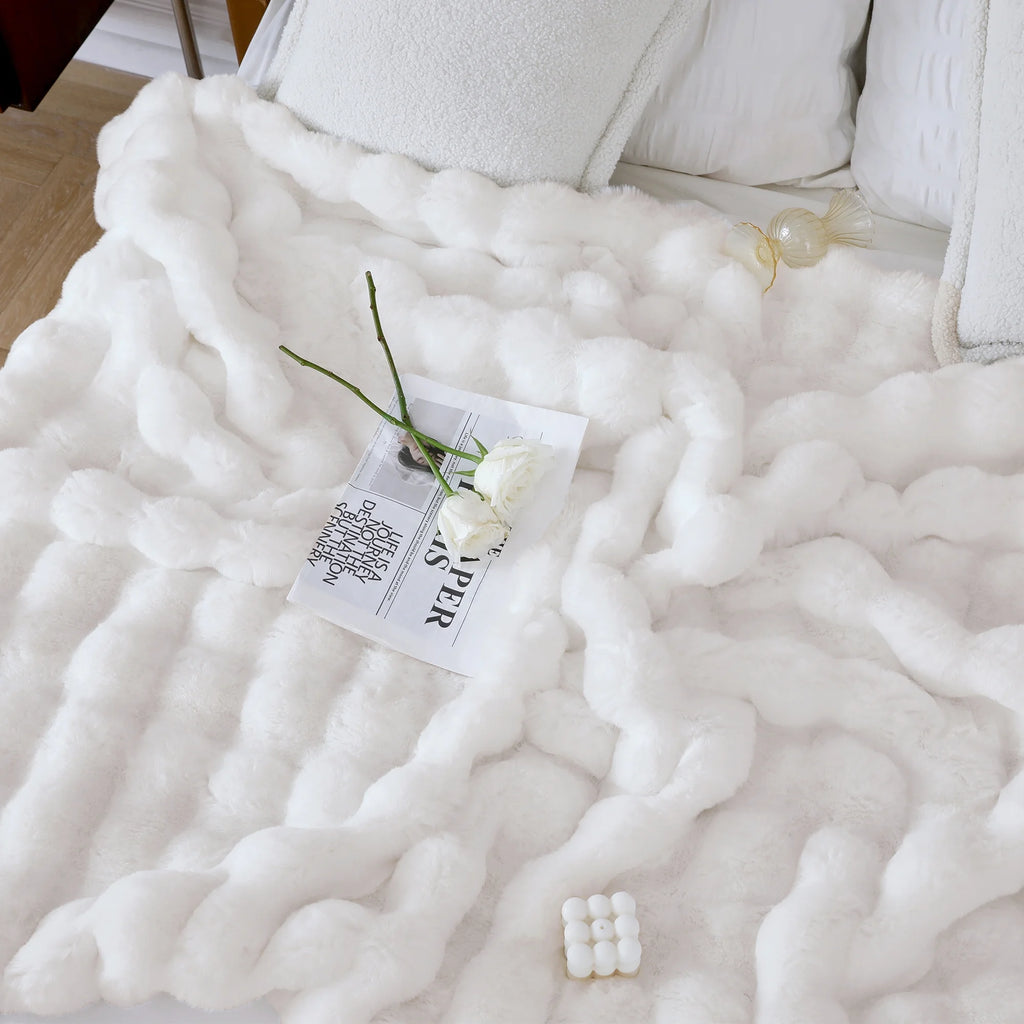 Throw Blanket for Couch Bed Fleece Flush Faux Fur Throw Blanket Back to School Room Decoration Gift 50" X 60"