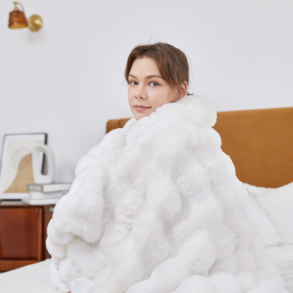 Throw Blanket for Couch Bed Fleece Flush Faux Fur Throw Blanket Back to School Room Decoration Gift 50" X 60"