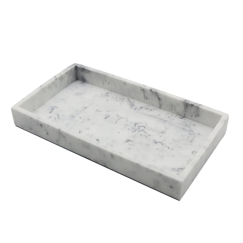 (3 Pack)  Faux Marble Vanity Tray, White