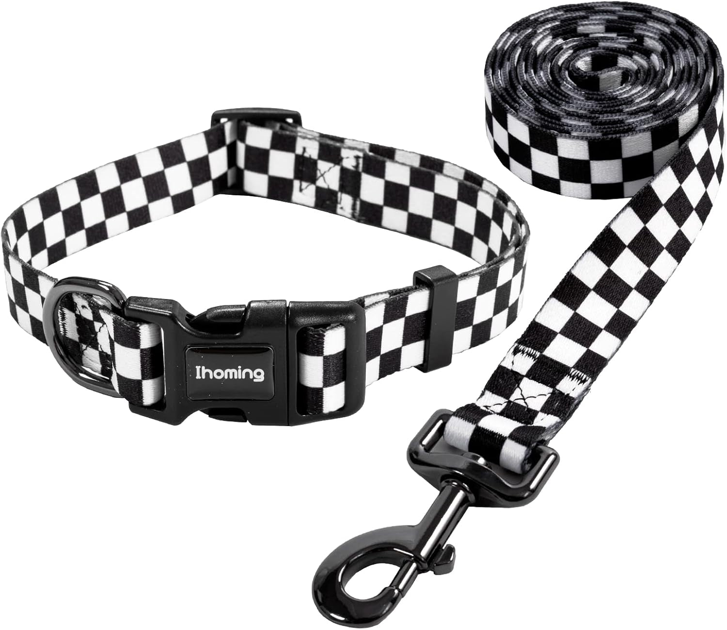 Puppy Collar and Leash Set for Daily Outdoor Walking Running Training, Chess Board Design for Extra Small Boys Girls Dogs Cats Pets, Xs-Up to 10LBS
