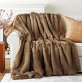 Camel Faux Fur Throw Blanket,Cozy Thick Mink Fur Blanket for Bed,Large Camel Throws,60"X80"