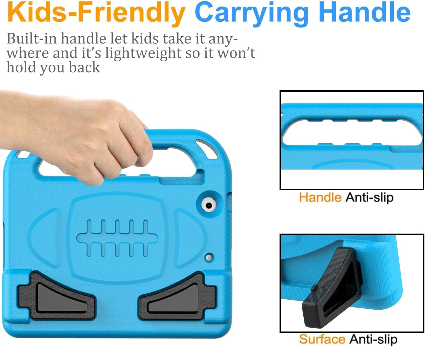 Case for Ipad Mini 1 2 3, Ipad Mini 1/2/3 Case for Kids - Built-In Screen Protector, Shockproof Lightweight Hard Cover Handle Stand Kids Case for Ipad Mini 1St 2Nd 3Rd Generation, Blue
